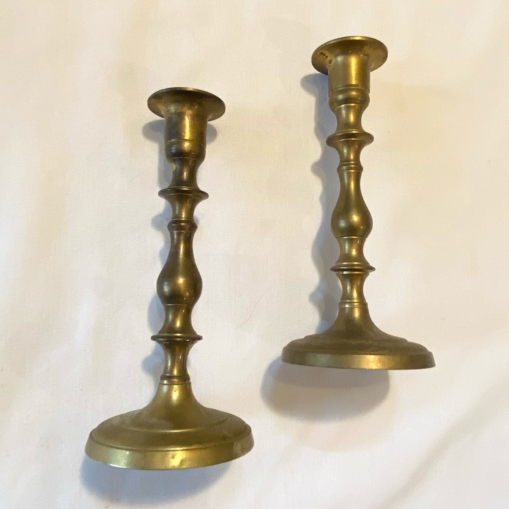 VTG Vintage Pair Antique Brass Candlesticks